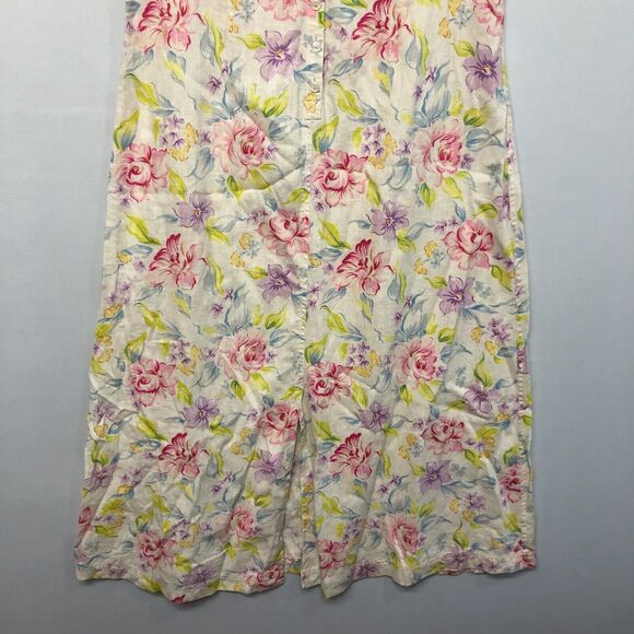 Vintage Liz Claiborne Floral Linen Button Front Dress Size 14 Petite B283 -27 - Picture 10 of 13